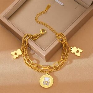 Link Layered 18K Gold Plated Teddy Bracelet