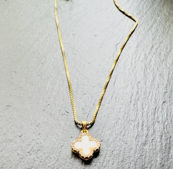 Charm of Fortune Dual-Sided Gold Clover Necklace