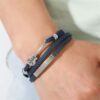 Punk Style Multi-Layer Men's Leather Bracelet with Guitar Charm in cadet blue colour buy in Kuwait Fashion accessories in hand