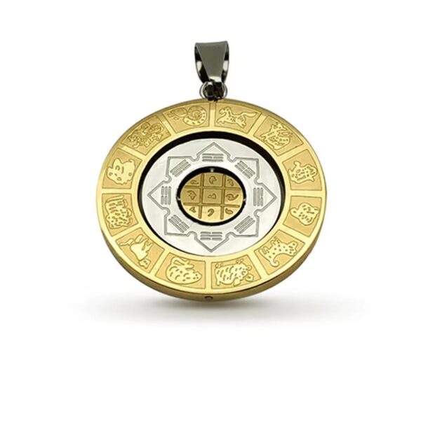 Thiland Feng Shui necklace Chinese Zodiac Diagram Necklace Yin Yang Taiji 12 Sun Signs Rotatable Pendant Taichi Bagua Religion Necklace Chines Feng Shui necklace Fashion accessories at best price in Kuwait Lucky charms at amazing price in Kuwait Buy 18K Gold palced Fashion accessories in Kuwait