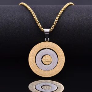 Thiland Feng Shui necklace Chinese Zodiac Diagram Necklace Yin Yang Taiji 12 Sun Signs Rotatable Pendant Taichi Bagua Religion Necklace Chines Feng Shui necklace Fashion accessories at best price in Kuwait Lucky charms at amazing price in Kuwait Buy 18K Gold palced Fashion accessories in Kuwait