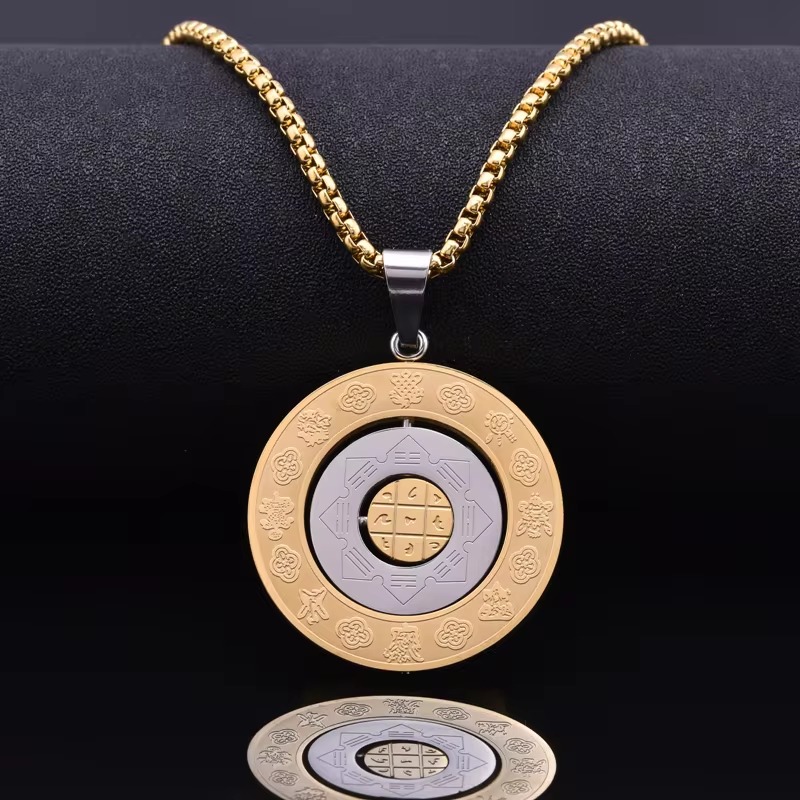 Buy_Chinese_Zodiac_Diagram_Necklace_at_best_price_in_Kuwait_from_Sadiqti_fashion_18k_gold_plated_stainess_steel_fashion_accessories Thiland Feng Shui necklace Chinese Zodiac Diagram Necklace Yin Yang Taiji 12 Sun Signs Rotatable Pendant Taichi Bagua Religion Necklace Chines Feng Shui necklace Fashion accessories at best price in Kuwait Lucky charms at amazing price in Kuwait Buy 18K Gold palced Fashion accessories in Kuwait