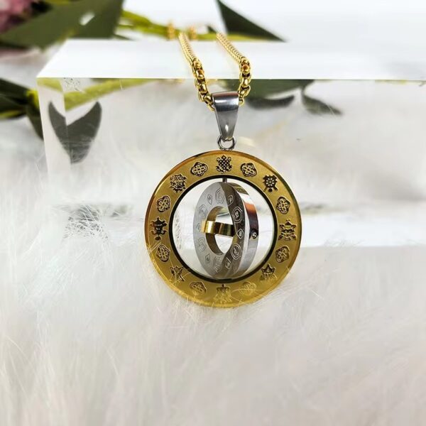 Thiland Feng Shui necklace Chinese Zodiac Diagram Necklace Yin Yang Taiji 12 Sun Signs Rotatable Pendant Taichi Bagua Religion Necklace Chines Feng Shui necklace Fashion accessories at best price in Kuwait Lucky charms at amazing price in Kuwait Buy 18K Gold palced Fashion accessories in Kuwait
