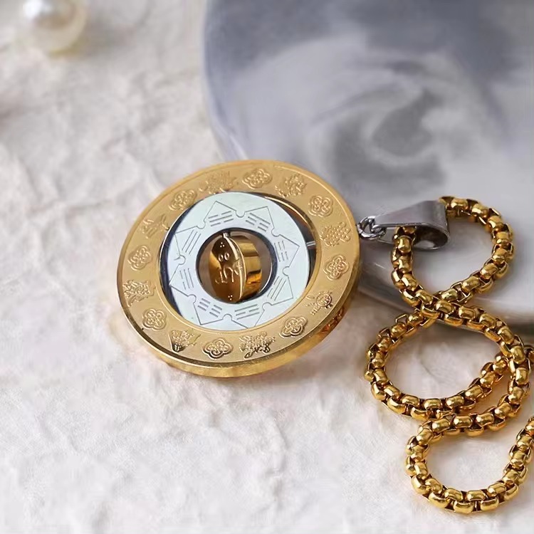 Buy_Yin_Yang_Taiji_12_Sun_Signs_Rotatable_Pendantat_best_price_in_Kuwait_by_Sadiqti_fashion_18k_gold_plated_stainess_steel_fashion_accessories Thiland Feng Shui necklace Chinese Zodiac Diagram Necklace Yin Yang Taiji 12 Sun Signs Rotatable Pendant Taichi Bagua Religion Necklace Chines Feng Shui necklace Fashion accessories at best price in Kuwait Lucky charms at amazing price in Kuwait Buy 18K Gold palced Fashion accessories in Kuwait